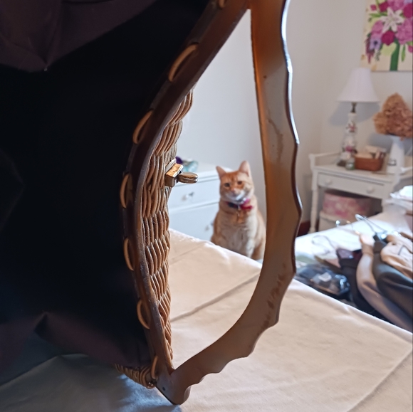 Vintage Rattan Bag with Double Lucite Handles - Picture 9 of 16